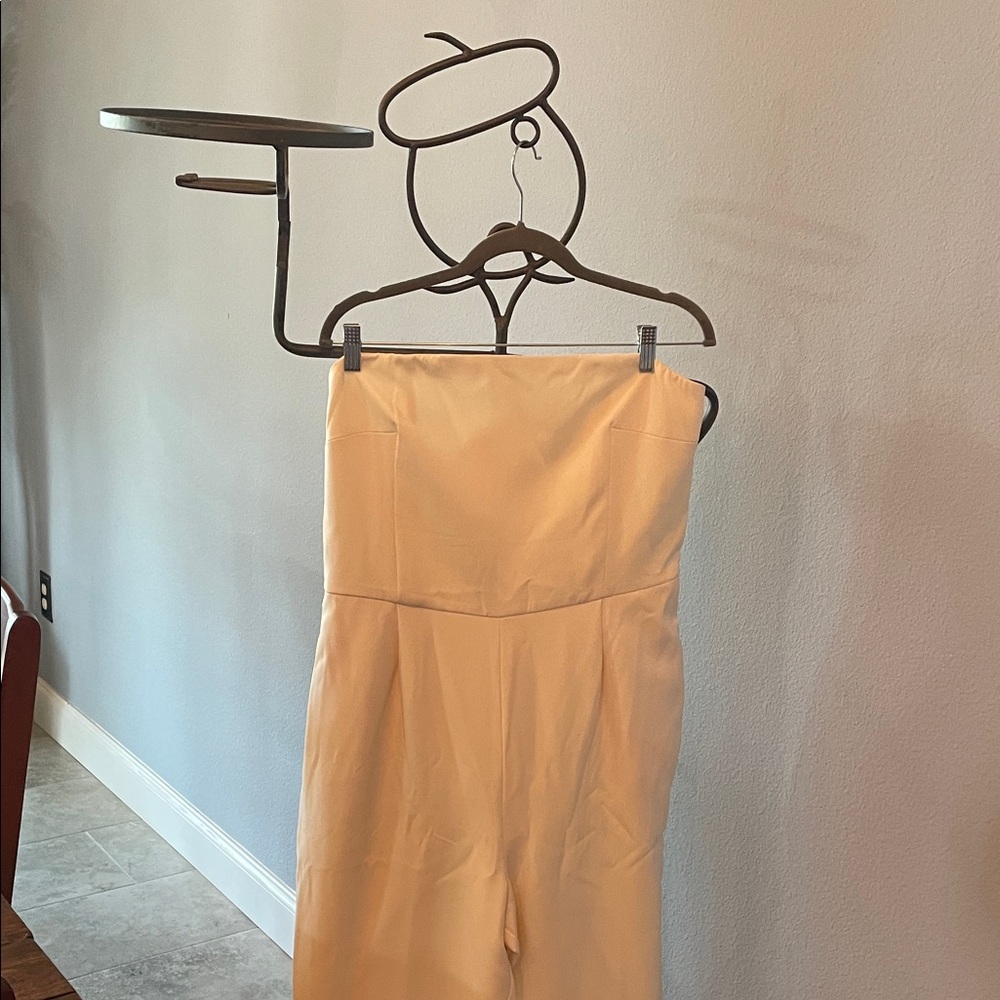 Express Strapless Cream Jumpsuit 14